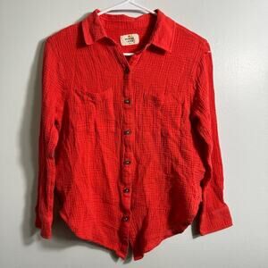 Marine Layer Waffle Knit Long Sleeve Button Down Top